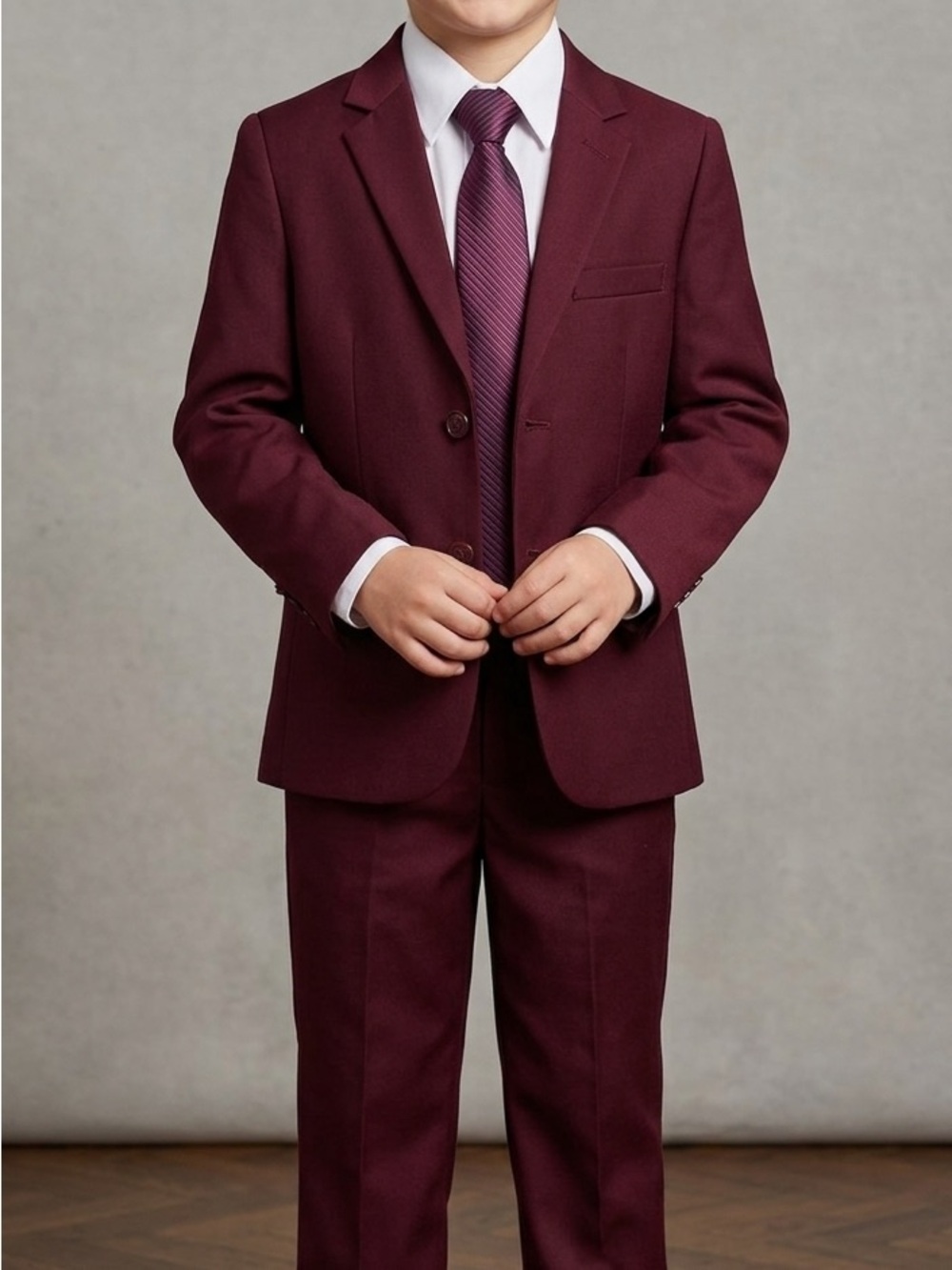 Boys' Burgundy Two-Piece Suit Jacket & Pants